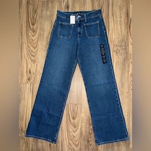 J. Crew Blue Full Length Wide Leg Jeans Size 26 medium blue wash. Nice Stretch